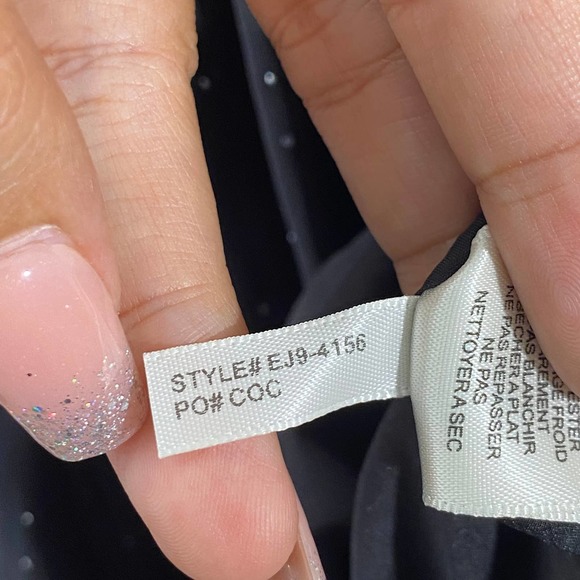 Eliza J Maxi Dress 6 Black Long Puff Sleeve Faux Wrap Studded Chiffon V-Neck - Picture 13 of 14